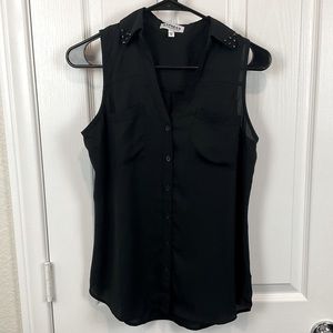 Pre-Owned Express Women’s Sleeveless Portofino Black Button-Down Shirt, Size XS
